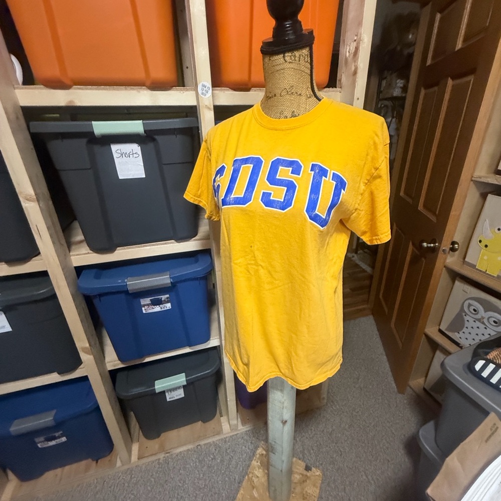 Gildan Yellow Short Sleeve Tee with Blue Letters